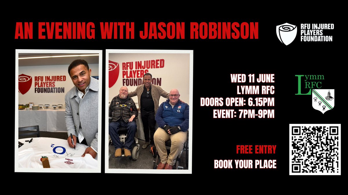 RFUIPF (@therugbycharity) on Twitter photo Book your FREE ticket before they go!
🎟️➡️ bit.ly/4jeyOt3
Share with friends in the North West who love their rugby! 🏉
An evening with Rugby World Cup winner & IPF Ambassador <a href="/Jason15Robinson/">Jason Robinson</a> hosted by TNT/ITV commentator <a href="/andNickMullins/">Nick Mullins</a>
📅Wed 11 June
📍 Book your FREE ticket before they go!
🎟️➡️ bit.ly/4jeyOt3
Share with friends in the North West who love their rugby! 🏉
An evening with Rugby World Cup winner & IPF Ambassador <a href="/Jason15Robinson/">Jason Robinson</a> hosted by TNT/ITV commentator <a href="/andNickMullins/">Nick Mullins</a>
📅Wed 11 June
📍