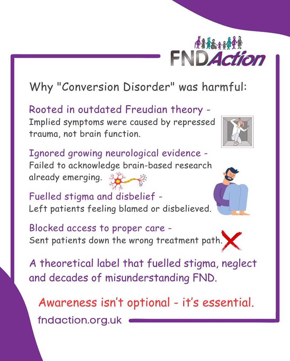 KH118118's tweet photo. The term "Conversion Disorder" shaped decades of misunderstanding around Functional Neurological Disorder. Language matters. Real care matters. ๐ง #FND #FNDAwareness #MedEd #NHS #Doctors #FNDAction https://t.co/WJfx49TwW1