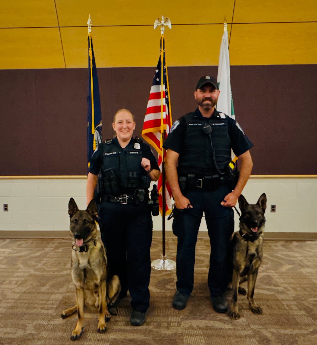Congratulations to Officer Losey and K9 Zain along with Officer Tharrett and K9 Brutas on their successful completion of the K9 Academy! Keep an eye out for the dynamic duos on patrol!