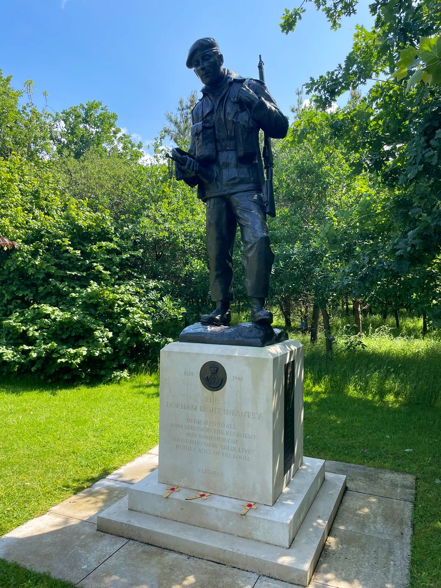 BattlefieldBen's tweet photo. Today at the National Memorial Arboretum, not only did we attend the commemorative service to remember D-Day, we visited some other of the units memorials.

@ShaunColdicutt at the KSLI memorial, a unit close to his heart, landed on Sword Beach on D-Day reaching Lebisey Wood by the evening before withdrawing.

The Parachute Regiment memorial, remembering the British 6th Airborne Division that dropped and landed on D-Day.

The DLI Memorial, who landed on Gold Beach D-Day, I was thinking of @Errass40 and all the veterans he knew over the years.

The LST and Landing Craft association, without the naval contribution, D-Day would not have been possible. Many crews would be killed or wounded during the landings.