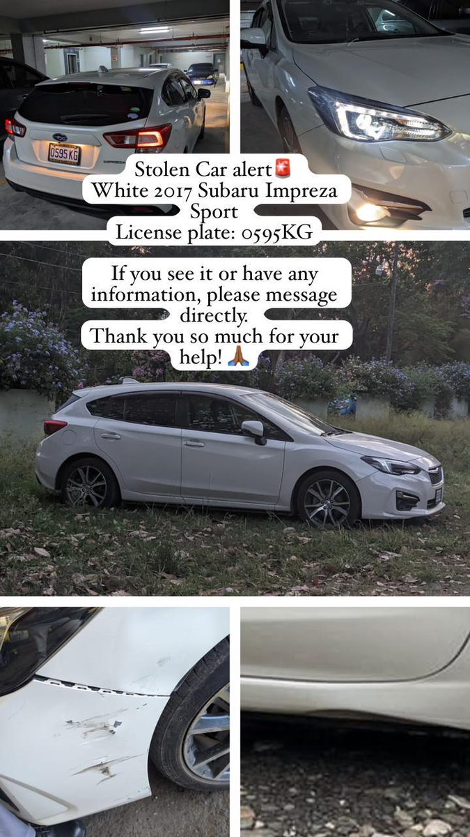 ALARM! STOLEN WHITE 2017 SUBARU 

DM me if found!