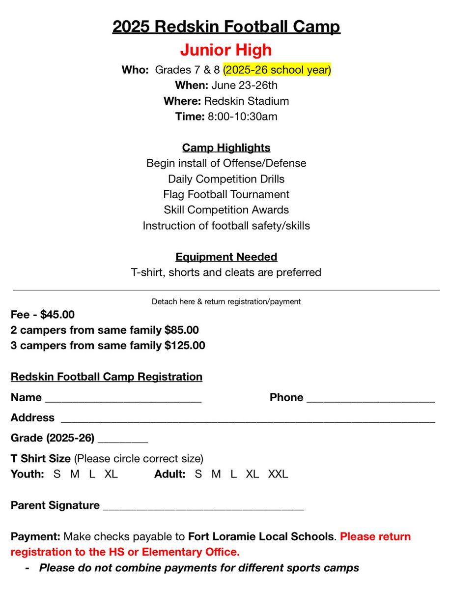 Excited to start our youth football camps next week! 

We offer camps for those entering grades 1-8 next school year, still time to sign up! #TakeIt