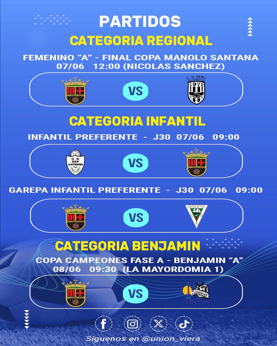 🔴⚫️PARTIDOS FUTBOL 

Mañana comienza una nueva jornada para nuestros equipos rojinegros.

¡Les deseamos a todos la mayor de las suertes!

#Temporada24_25 
#ElEquipoDelBarrio
#VamosMiVierita🔴⚫️