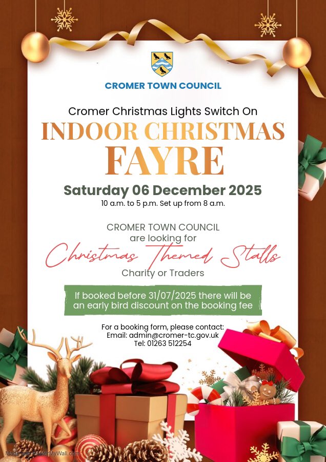 Early bird bookings for stalls at Cromer’s Christmas Festival are now open.