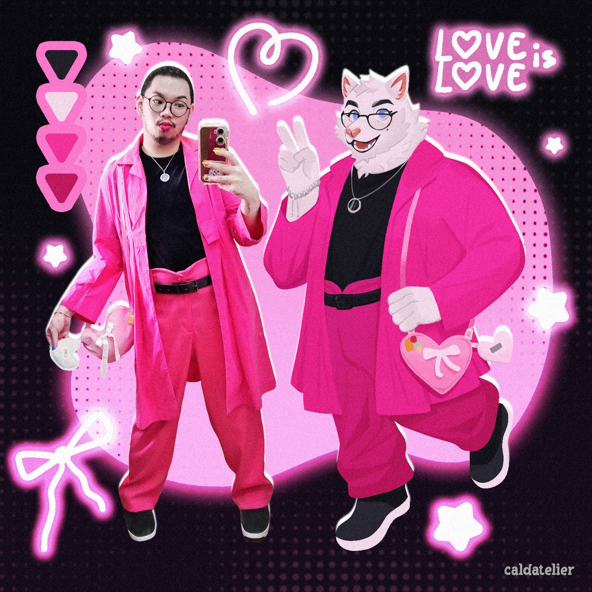 Caldcore: Hot Pink Love

I wore my vibrant hot pink outfit with cute heart sling bag for Komiket Pride event in the celebration of Pride Month and it was inspired by 80s neon girl aesthetic.