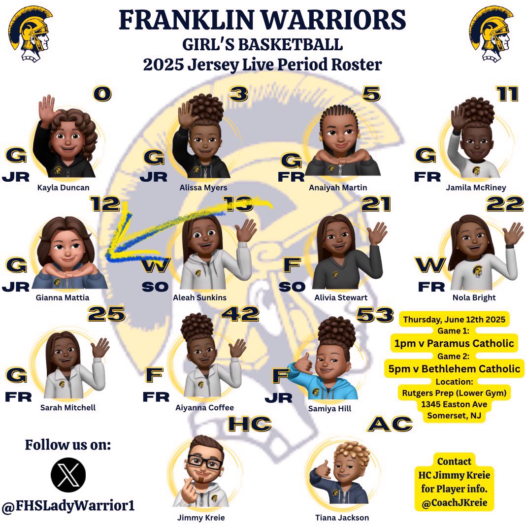 NJ Live is here! Coaches don’t miss out, schedule is below ⬇️ <a href="/fhsladywarrior1/">Fhsladywarriors</a> <a href="/nj_panthers/">NJ Panthers</a> Can’t wait!! 💙💛