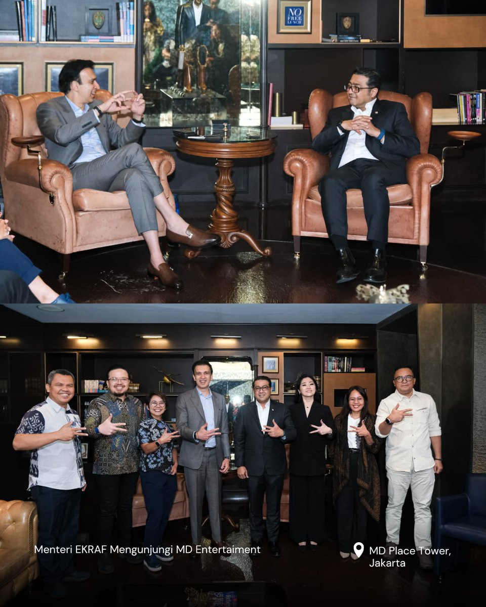 Kementerian Ekonomi Kreatif RI (@ekraf_ri) on Twitter photo Menteri Ekraf <a href="/teukuriefky_1/">Teuku Riefky Harsya</a> mengunjungi MD Entertainment di MD Place Tower, Jakarta. Menteri EKRAF menegaskan urgensi kolaborasi kreatif antara pemerintah dan industri perfilman dalam mendukung film Indonesia masuk ke pasar global.
#CreativeJuiceoftheDay #KerjaTerlaksana Menteri Ekraf <a href="/teukuriefky_1/">Teuku Riefky Harsya</a> mengunjungi MD Entertainment di MD Place Tower, Jakarta. Menteri EKRAF menegaskan urgensi kolaborasi kreatif antara pemerintah dan industri perfilman dalam mendukung film Indonesia masuk ke pasar global.
#CreativeJuiceoftheDay #KerjaTerlaksana