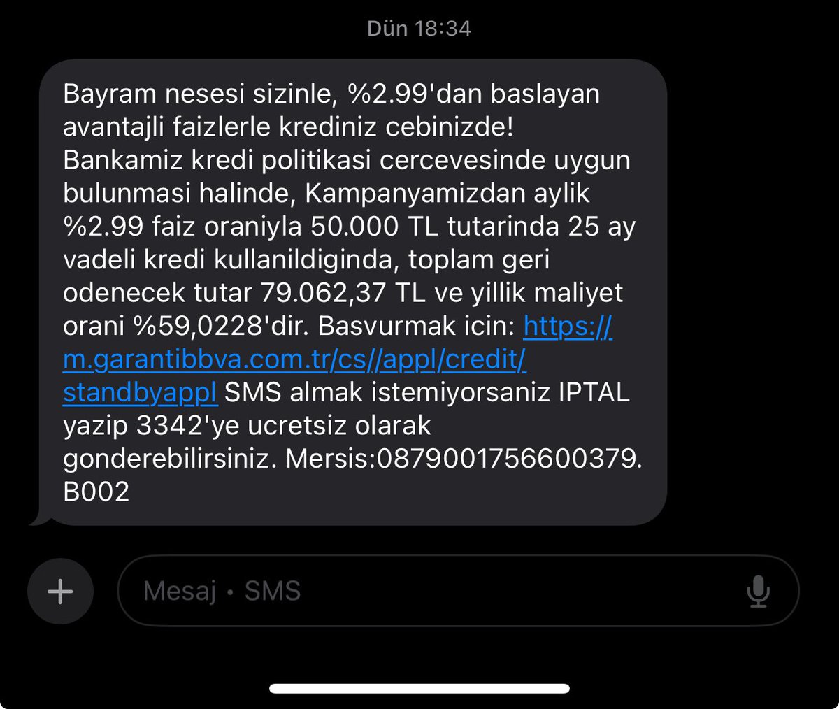 Dün ekteki gibi SMS geldi başvuru yapıldığında faiz oranı farklı çıkıyor acil destek bekliyorum <a href="/GarantiBBVA/">Garanti BBVA</a> <a href="/GarantiyeSor/">Garanti BBVA'ya Sor</a> @garanti