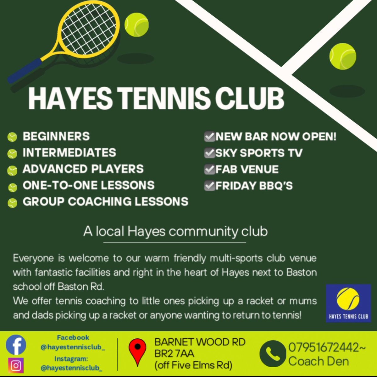 🎾Learn Tennis 
💙Tennis
📍Hayes Bromley 
📲07951672442~Coach Den
<a href="/TennisWthDennis/">TennisWithDennis 🇬🇧</a> <a href="/Kentlta/">Kent Tennis</a> 
#beckenhammums #bromleymums #kestonlife #orpingtonmums  #kestonmums #beckenham #westwickham #bromley #bromleytennis #kent #kenttennis #pettswoodmums  #emmaraducanu
#bigginhill