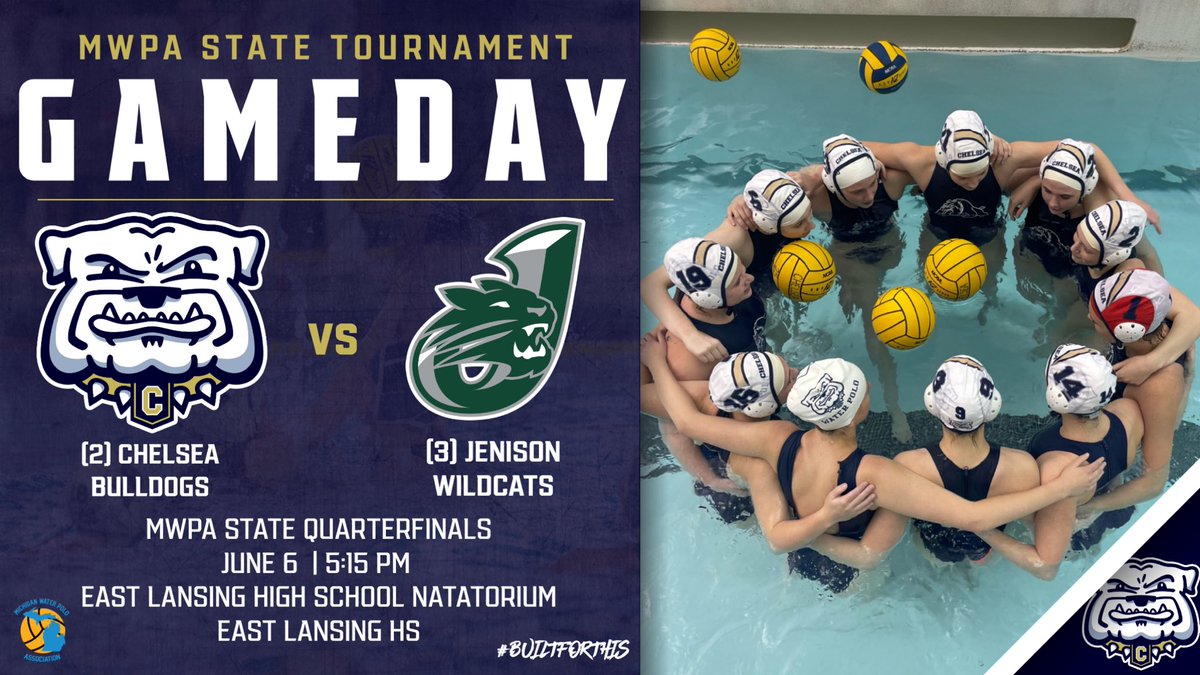 ✨STATE TOURNAMENT GAME DAY✨

🆚: @jenisongirlspolo 
🏆: MWPA State Quarterfinals 
🏟️: East Lansing HS Natatorium
⌚️: 5:15 pm
🎟️: $10/game | $30 for the weekend
📺: live stream via Biscuit in the Basket Network on YT

#weplayforchampionships #builtforthis #dawgsgottaeat

🔥🐾🤽‍♀️