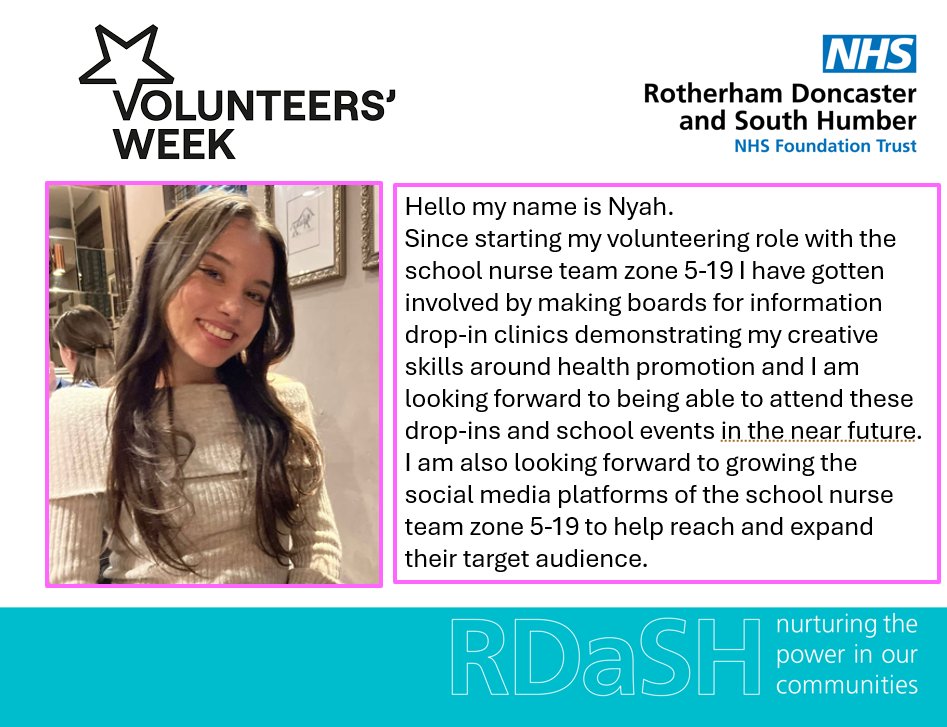 childrencgrdash's tweet image. Meet Nyah on of our Children's care group volunteers. Thank you for everything you do Nyah #VolunteersWeek @rdash_nhs @TobyLewis_NHS @KathLavery @Christi29448451