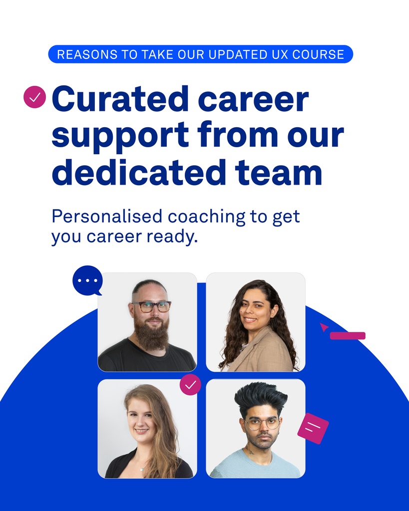 With our updated Professional Diploma in UX Design, you will get new career resources that will guide you through every step of your job search. 🚀⁠
⁠
🔗: l8r.it/Rig5 ✨️⁠
⁠
#career #guidance #careerswitch #ux #uxdesign