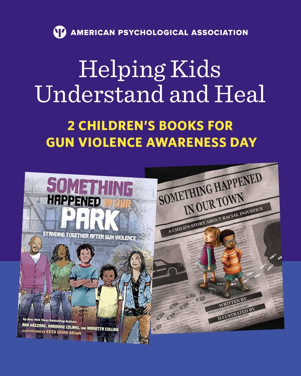 American Psychological Association (@apa) on Twitter photo Books can be powerful tools for starting hard conversations and helping children process big emotions.
These two <a href="/MaginationPress/">Magination Press</a> stories provide support to parents, educators, and caregivers as they promote healing, empathy, and hope: at.apa.org/860f7e
#EndGunViolence Books can be powerful tools for starting hard conversations and helping children process big emotions.
These two <a href="/MaginationPress/">Magination Press</a> stories provide support to parents, educators, and caregivers as they promote healing, empathy, and hope: at.apa.org/860f7e
#EndGunViolence