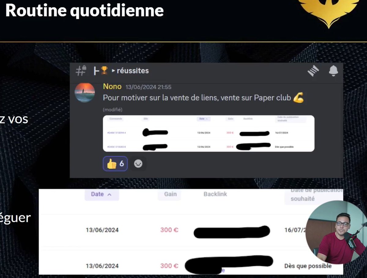 Nono le surfer (@nlesurfer92373) on Twitter photo Hier soir je me fait une piqure de rappel sur les vidéos de formations TBL de <a href="/WoodsDolls/">Romain Pirotte</a> notamment sur la vente de liens.
Et je me vois en screen (2024) dans l'un des cours 🤣
Tu prends également conscience du chemin parcouru.
Les cours sont mis à jour, ça se regarde sans Hier soir je me fait une piqure de rappel sur les vidéos de formations TBL de <a href="/WoodsDolls/">Romain Pirotte</a> notamment sur la vente de liens.
Et je me vois en screen (2024) dans l'un des cours 🤣
Tu prends également conscience du chemin parcouru.
Les cours sont mis à jour, ça se regarde sans