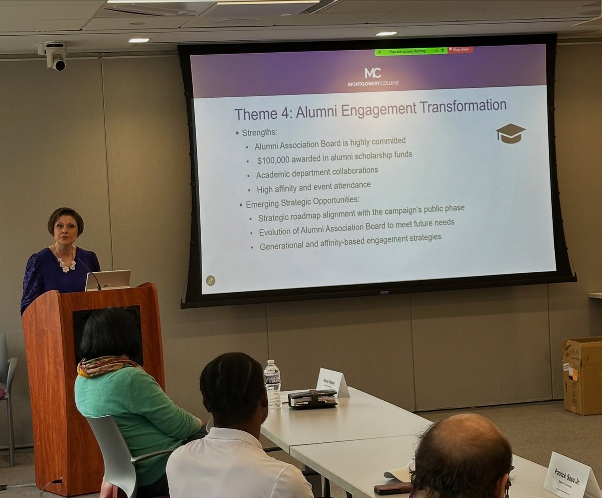 MCAlumniAssoc's tweet image. That’s a wrap on the FY25 Alumni Board of Governors calendar year! Last night, 20 Board members and guests met at the @montgomerycoll Central Services building to approve the FY26 budget, confirm Board members, and more. We&apos;re excited for the future of alumni engagement at MC!