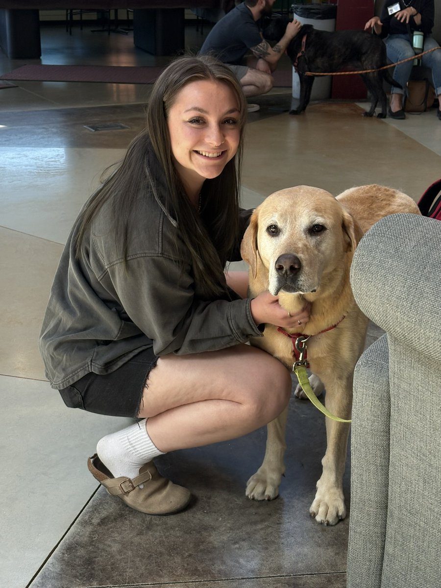 It's the moment you've been waiting for! Check out these adorable photos from our De-Stress Week, where Therapy Dogs International and Caring Animal Partners stopped by to help our students relax and recharge before finals. 🐾❤️ #choosecommunity #youbelonghere #lynxnation