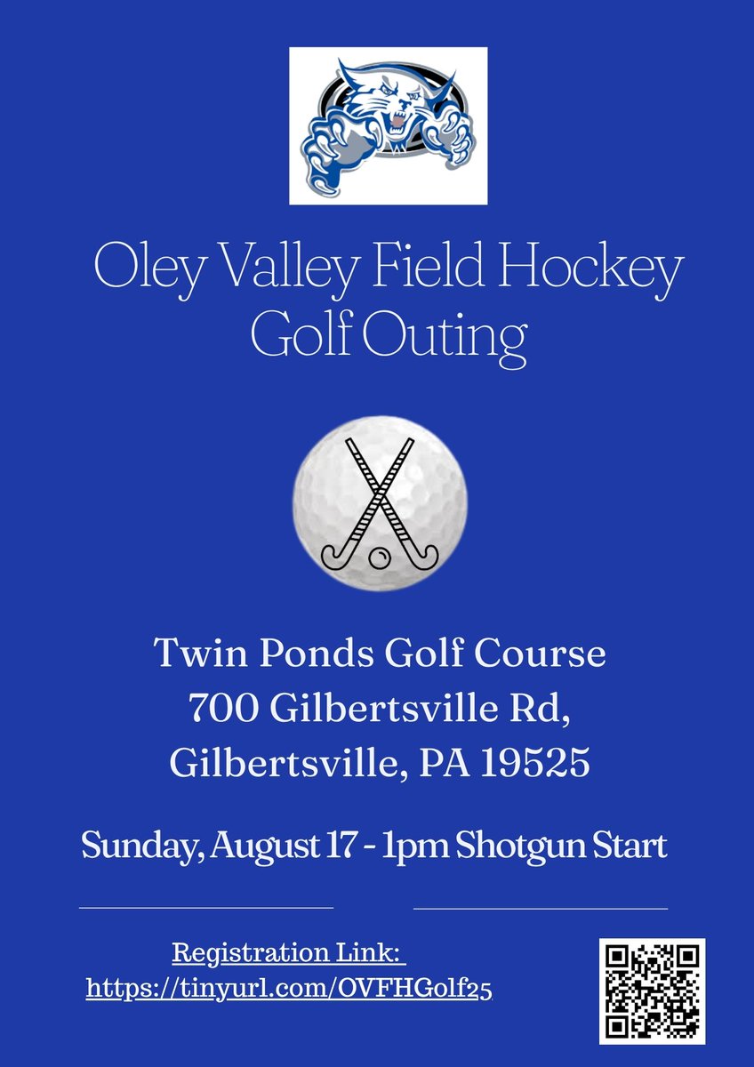 The Field Hockey team is running a golf tournament fundraiser on August 17th at Twin Ponds. 

Registration Link:
tinyurl.com/OVFHGolf25