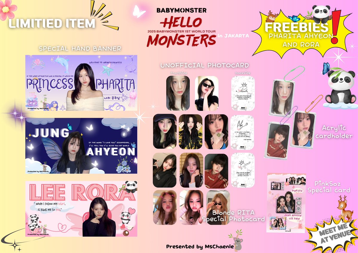 Mschaenie's tweet photo. ✨Hello Monster in Jakarta ✨

Hallo Monstiez, yang nonton Baby Monster tanggal 14 June di ICE BSD nanti ketemu aku yuk 🥰 aku bakal bagi-bagi beberapa freebies loh😍 Details freebies bisa cek dibawah yaa~
Ayooo kita ketemu di venue!!!! 🫎🦋🐼
#HELLO_MONSTER_JAKARTA https://t.co/olRgPlkJqq