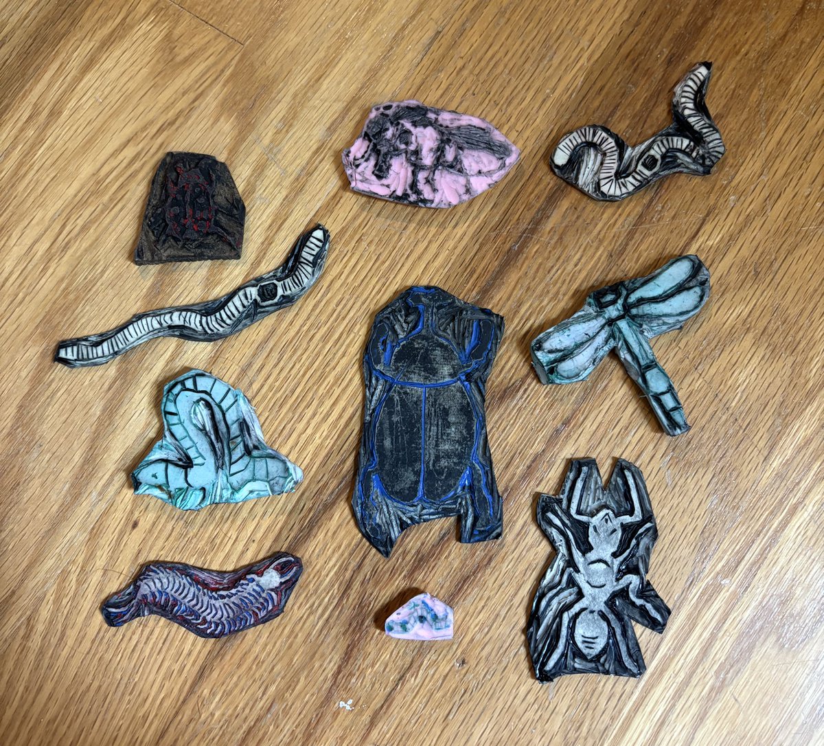 all the bug stamps i’ve made so far ^-^
