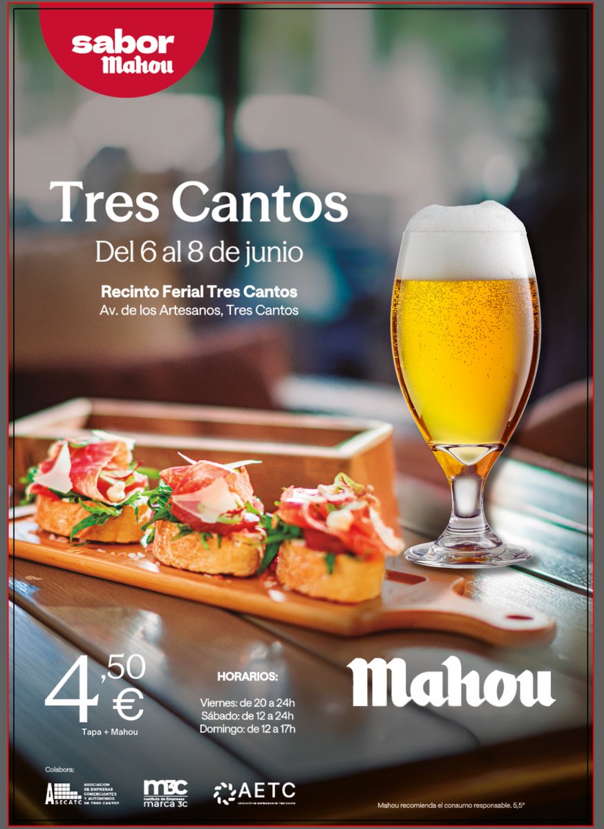 🚗🍴🛍 ¡Tres Cantos se llena de vida!
🗓Del 6-8 de junio, 📍 Recinto Ferial 
📌 Viernes 6 | 20:00 a 00:00
📌 Sábado 7 | 12:00 a 00:00
📌 Domingo 8 | 12:00 a 17:00
🎶 Talleres infantiles, pasacalles, zona de baile y mucho más…
Ven a disfrutar en familia y apoya el comercio local!