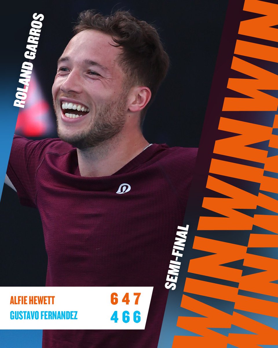 LTA (@the_lta) on Twitter photo INCREDIBLE <a href="/alfiehewett6/">Alfie Hewett</a>!!! ⭐️
Alfie Hewett is into the <a href="/rolandgarros/">Roland-Garros</a> FINAL after saving match points against Fernandez
#BackTheBrits 🇬🇧 | #RolandGarros INCREDIBLE <a href="/alfiehewett6/">Alfie Hewett</a>!!! ⭐️
Alfie Hewett is into the <a href="/rolandgarros/">Roland-Garros</a> FINAL after saving match points against Fernandez
#BackTheBrits 🇬🇧 | #RolandGarros