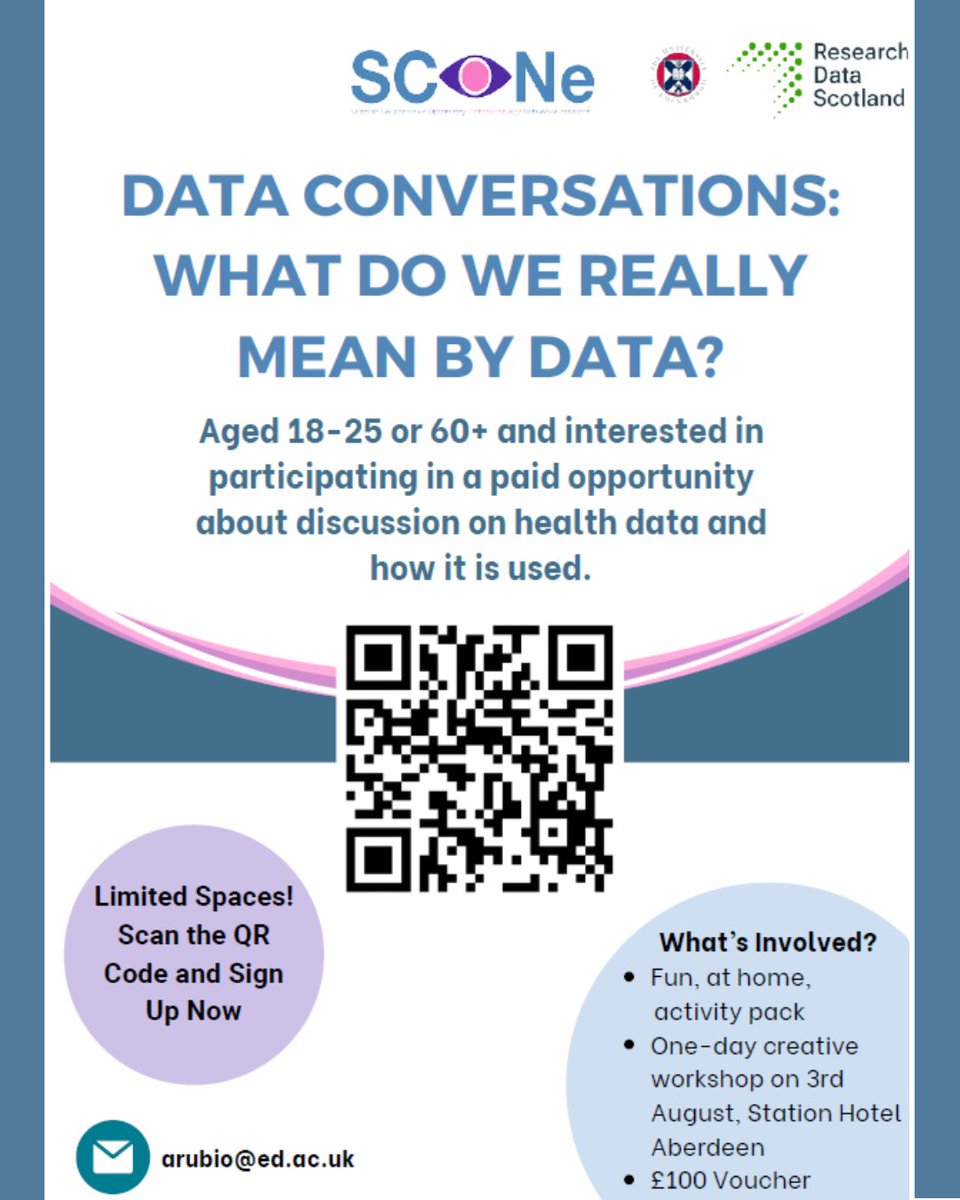 Research Awareness Grampian (@researchawaren1) on Twitter photo Scottish researchers are looking for people in Aberdeen to help with their research. The QR code takes you to an expression of interest form, no commitment at this point. Please consider to help if you are 18-25 or over 60 years old.
<a href="/IHDPscot/">Innovative Healthcare Delivery Programme, Scotland</a> Scottish researchers are looking for people in Aberdeen to help with their research. The QR code takes you to an expression of interest form, no commitment at this point. Please consider to help if you are 18-25 or over 60 years old.
<a href="/IHDPscot/">Innovative Healthcare Delivery Programme, Scotland</a>