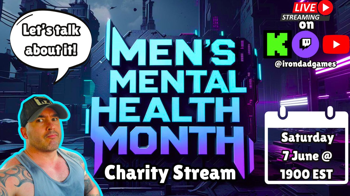 IronDadGames's tweet image. Let's talk about it while raising money for @SoldierSuicide !
I will be live on all these platforms;
Twitch - twitch.tv/irondadgames
Kick - kick.com/irondadgames
YouTube - youtube.com/@IronDadGames
#MentalHealth #men #Veterans #SuicidePrevention