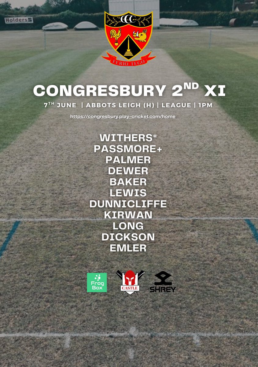 🏏 Weekend line ups for the senior sides!

🏡 Jon Withers’ 2nd XI entertain Abbots Leigh whilst Justin Yau’s 1st XI head to Old Bristolians!

🤞🏼Hoping the weather holds! 

🔴⚫️🔴⚫️ #OneCong