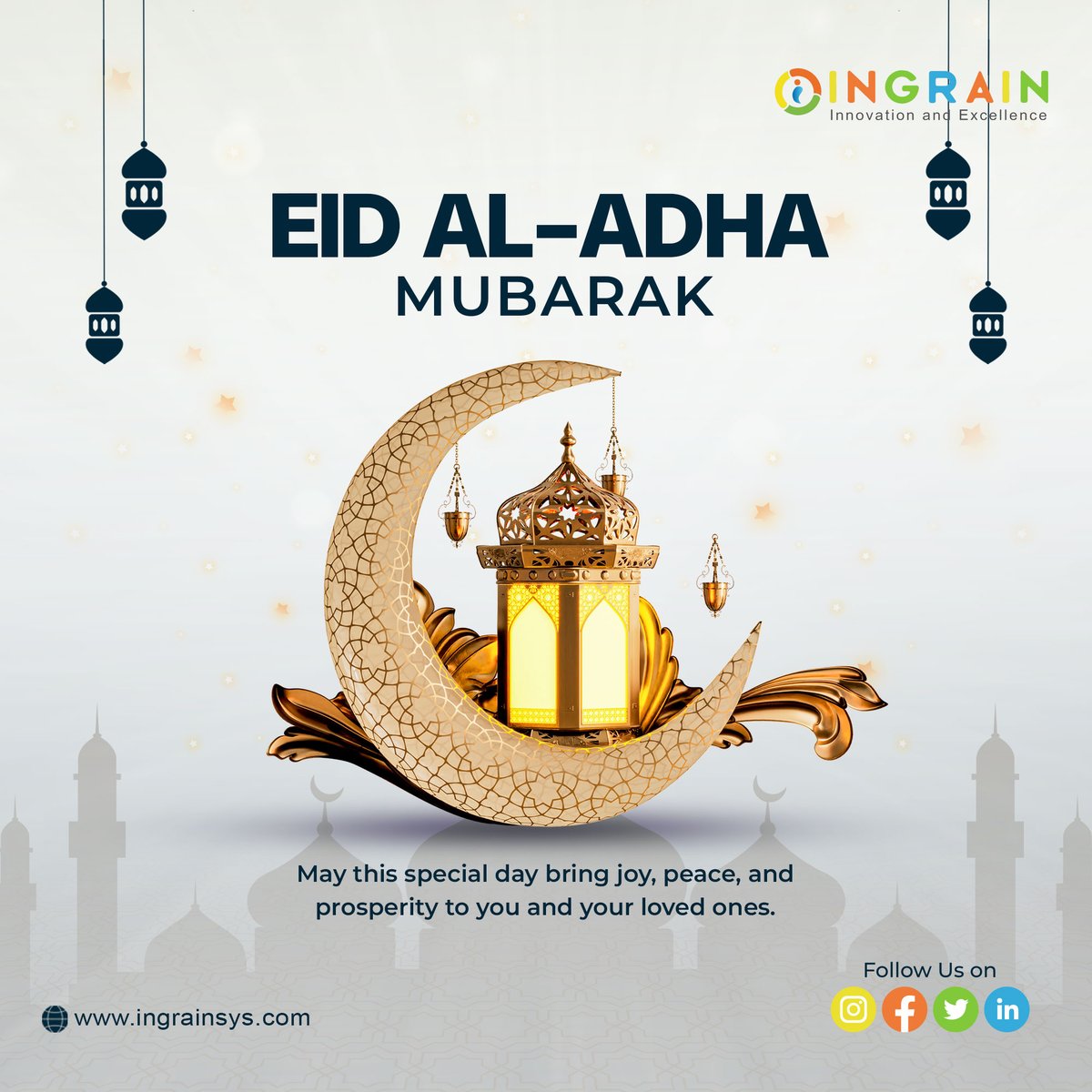 IngrainSystems's tweet photo. 🕌✨ Eid al-Adha Mubarak! ✨🕌
May this blessed day bring peace, compassion, and prosperity to all. Let’s celebrate the spirit of sacrifice, gratitude, and togetherness. 🌙🤲

#EidMubarak #EidAlAdha2025 #عيد_الأضحى_المبارك https://t.co/HSPqSpvMOx