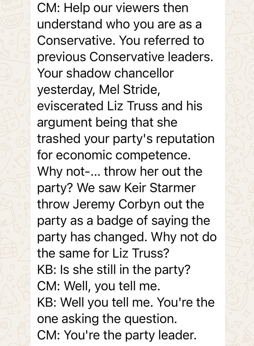yet another painful interview with Kemi Badenoch, this time on the BBC