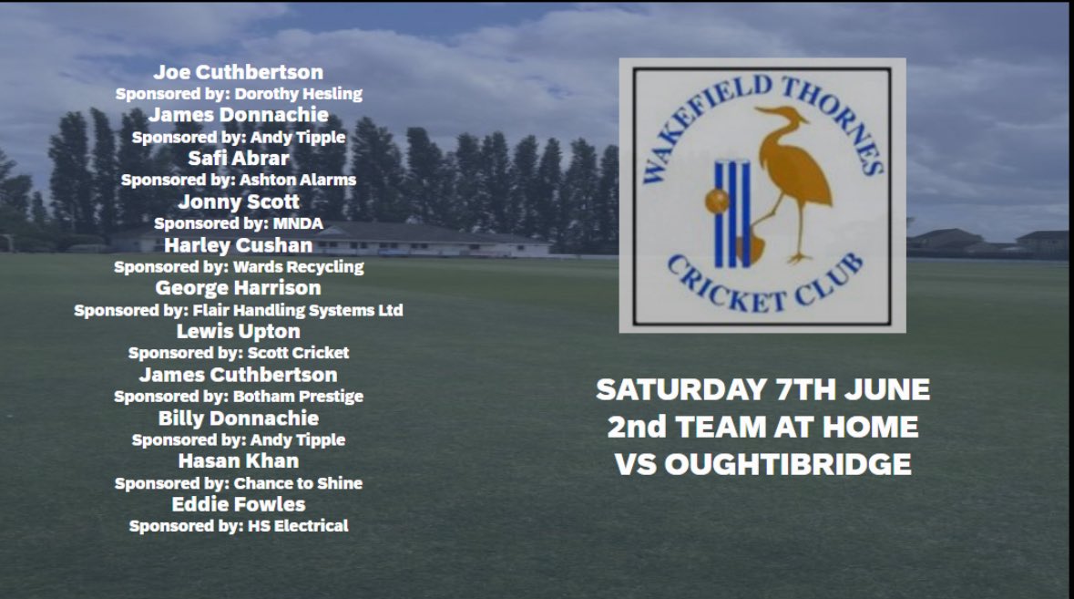 Just the first and second team in action this Saturday as the thirds have a blank weekend.

Thank you to all the below sponsors and player sponsors:
Matchday: Ashton Alarms 
Matchball: RCH Joinery Solutions
Groundsman: Neil’s Autos. 
1st team scorer: Greg Wadsworth