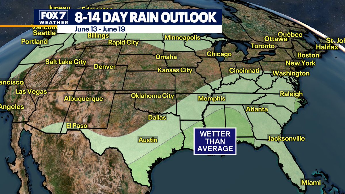 If you are not a fan of the steamy heat maybe this will help you get through this weekend. The next two weeks look wetter and cooler than average.