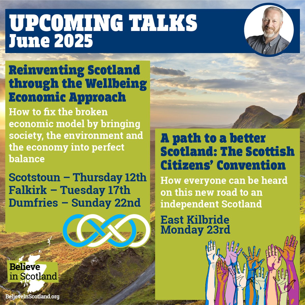 🏴󠁧󠁢󠁳󠁣󠁴󠁿 Upcoming talks in June!

🟦 Scotstoun - Thursday 12th
🟦 Falkirk - Tuesday 17th
🟦 Dumfries - Sunday 22nd
🟦 East Kilbride - Monday 23rd 

🙌 You can view all our upcoming events here: believeinscotland.org/events