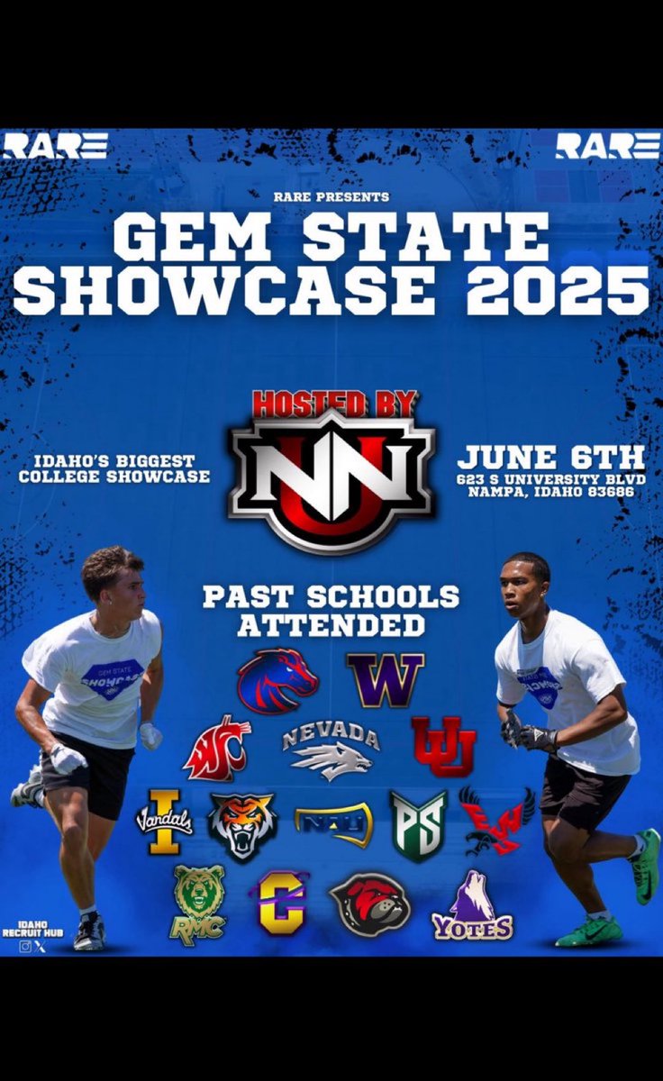 Cedric Mitchell (@mitchellce6367) on Twitter photo Cant wait to compete at the gem state showcase today.
<a href="/IdahoRecruitHub/">Idaho Recruit Hub</a> <a href="/RAREAcademyID/">RARE Academy</a> <a href="/Oakley_Hussey/">Oakley Hussey | Coach 12</a> <a href="/BrandonHuffman/">Brandon Huffman</a> <a href="/SWR_RFT/">Shane Williams-Rhodes</a> <a href="/CoachDunbar25/">Lance Dunbar</a> <a href="/CoachJT_ISU/">Coach Jake Thomas</a> <a href="/CoachJMont/">James Montgomery</a> Cant wait to compete at the gem state showcase today.
<a href="/IdahoRecruitHub/">Idaho Recruit Hub</a> <a href="/RAREAcademyID/">RARE Academy</a> <a href="/Oakley_Hussey/">Oakley Hussey | Coach 12</a> <a href="/BrandonHuffman/">Brandon Huffman</a> <a href="/SWR_RFT/">Shane Williams-Rhodes</a> <a href="/CoachDunbar25/">Lance Dunbar</a> <a href="/CoachJT_ISU/">Coach Jake Thomas</a> <a href="/CoachJMont/">James Montgomery</a>