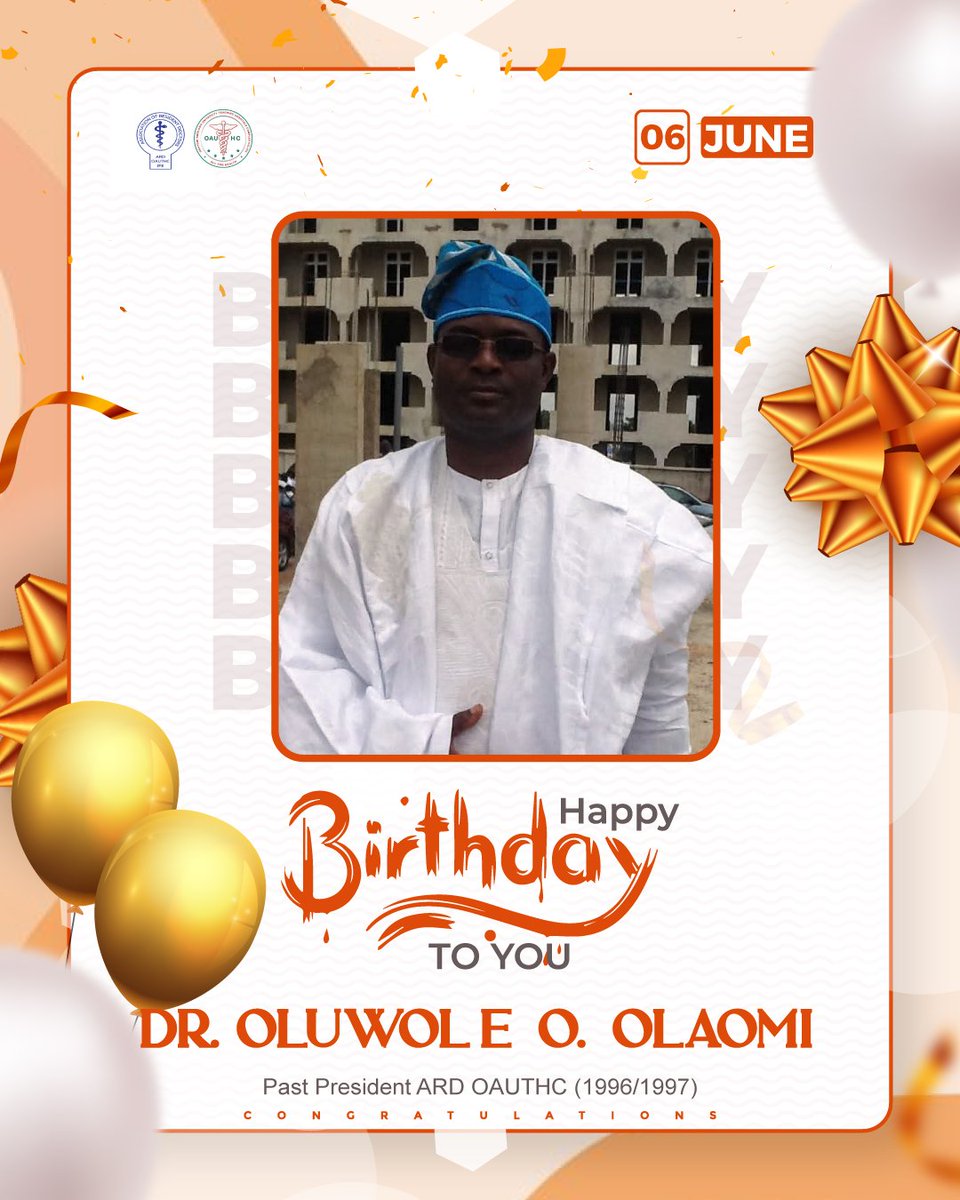 ARD OAUTHC (@ardoauthc) on Twitter photo We <a href="/ArdOauthc/">ARD OAUTHC</a> felicitate with our legend—an astute teacher, Chief Consultant Surgeon, and Traumatologist at the National Trauma Center, NHA, Abuja— *Dr. Oluwole O. Olaomi*, on the occasion of his birthday.
Here’s to celebrating you today and always! We <a href="/ArdOauthc/">ARD OAUTHC</a> felicitate with our legend—an astute teacher, Chief Consultant Surgeon, and Traumatologist at the National Trauma Center, NHA, Abuja— *Dr. Oluwole O. Olaomi*, on the occasion of his birthday.
Here’s to celebrating you today and always!
