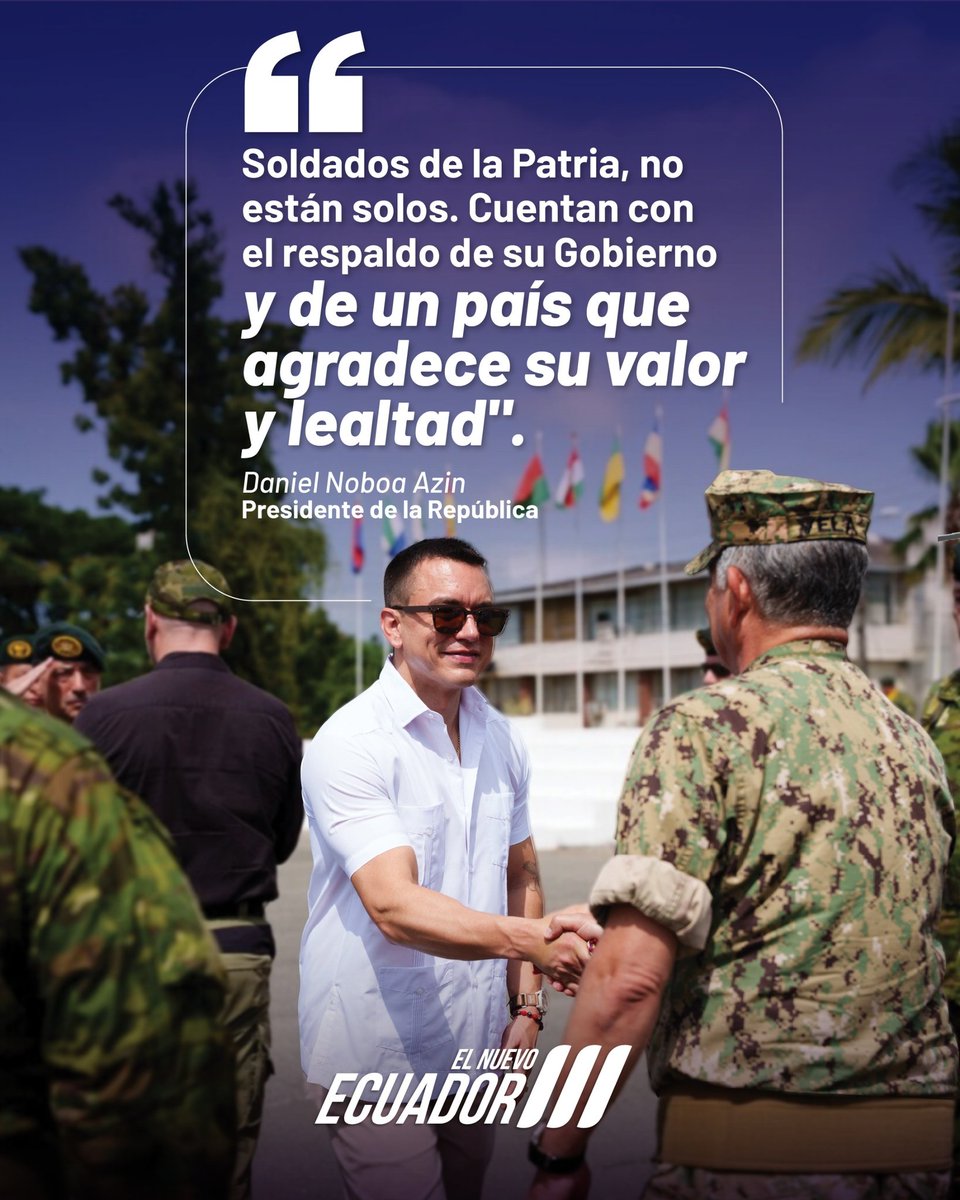 El país agradece la labor incansable de los soldados, que trabajan día a día por defender la soberanía nacional y brindar seguridad a las familias ecuatorianas.

#ElNuevoEcuador 🇪🇨