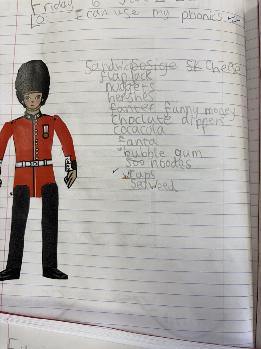 latimerprimary's tweet image. Well if Paddington keeps a marmalade sandwich under his hat, what could the king’s guard keep under his busby? ?? 
Here are some great suggestions from #ClassKB #eager