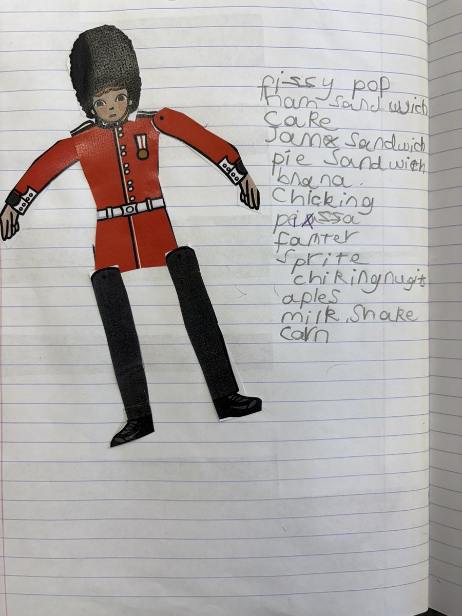 latimerprimary's tweet image. Well if Paddington keeps a marmalade sandwich under his hat, what could the king’s guard keep under his busby? ?? 
Here are some great suggestions from #ClassKB #eager