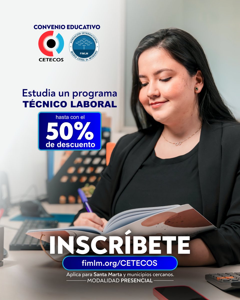 #ConveniosEducativos 🎓 | Oportunidad de educación en #SantaMarta. 🇨🇴

Estudia en Cetecos, programas como: Seguridad Ocupacional, Electrónica, Atención Integral a la Primera Infancia, entre otros, hasta con el 50% de descuento.

Inscríbete en este link: fimlm.org/Cetecos