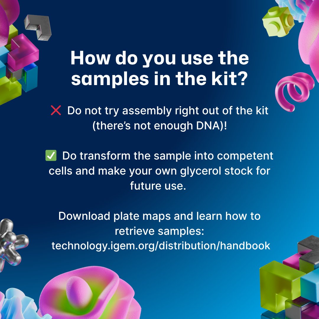 iGEM's tweet image. Distribution Kits have started shipping out to teams all around the world! While you’re waiting for your kit to arrive, check out this guide to learn what it is, what it contains and how to use it.
