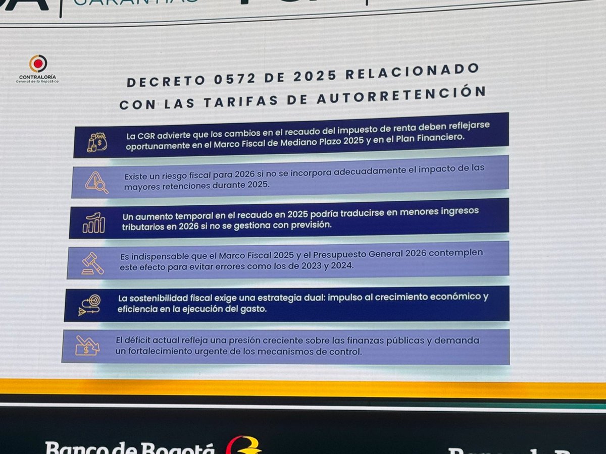 🔵 #AEstaHora, Carlos Hernán Rodríguez Becerra, Contralor General de la República, advierte sobre la necesidad de llenar vacíos que afectan la sostenibilidad fiscal del país.

📍 Declaraciones hechas durante la 59ª #ConvenciónBancaria de <a href="/Asobancaria/">Asobancaria Colombia</a>, donde estamos presentes.