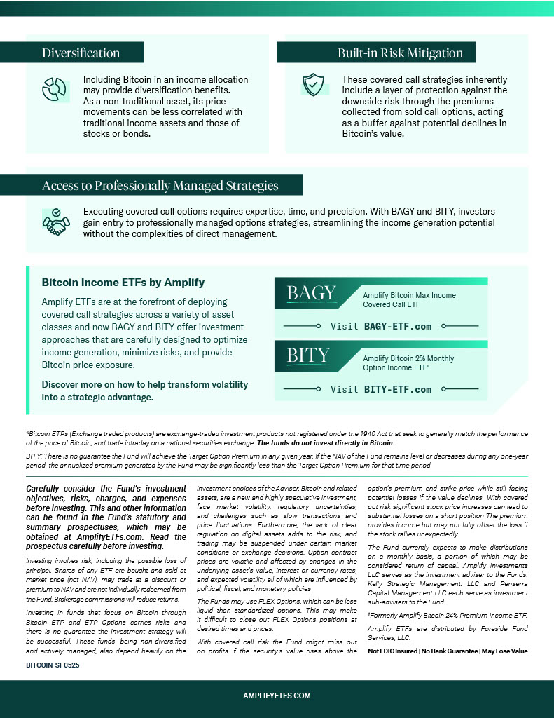Christian Magoon (@christianmagoon) on Twitter photo Bitcoin volatility is a feature, not a bug.
Take advantage of volatility through two ETFs focused on different levels of option income from Bitcoin exposure, $BITY and $BAGY: bit.ly/43N12Xb
#bitcoin #dividend
<a href="/KevinKellyIntel/">Kevin Kelly</a> <a href="/KellyIntel/">Kelly Intelligence</a> Bitcoin volatility is a feature, not a bug.
Take advantage of volatility through two ETFs focused on different levels of option income from Bitcoin exposure, $BITY and $BAGY: bit.ly/43N12Xb
#bitcoin #dividend
<a href="/KevinKellyIntel/">Kevin Kelly</a> <a href="/KellyIntel/">Kelly Intelligence</a>