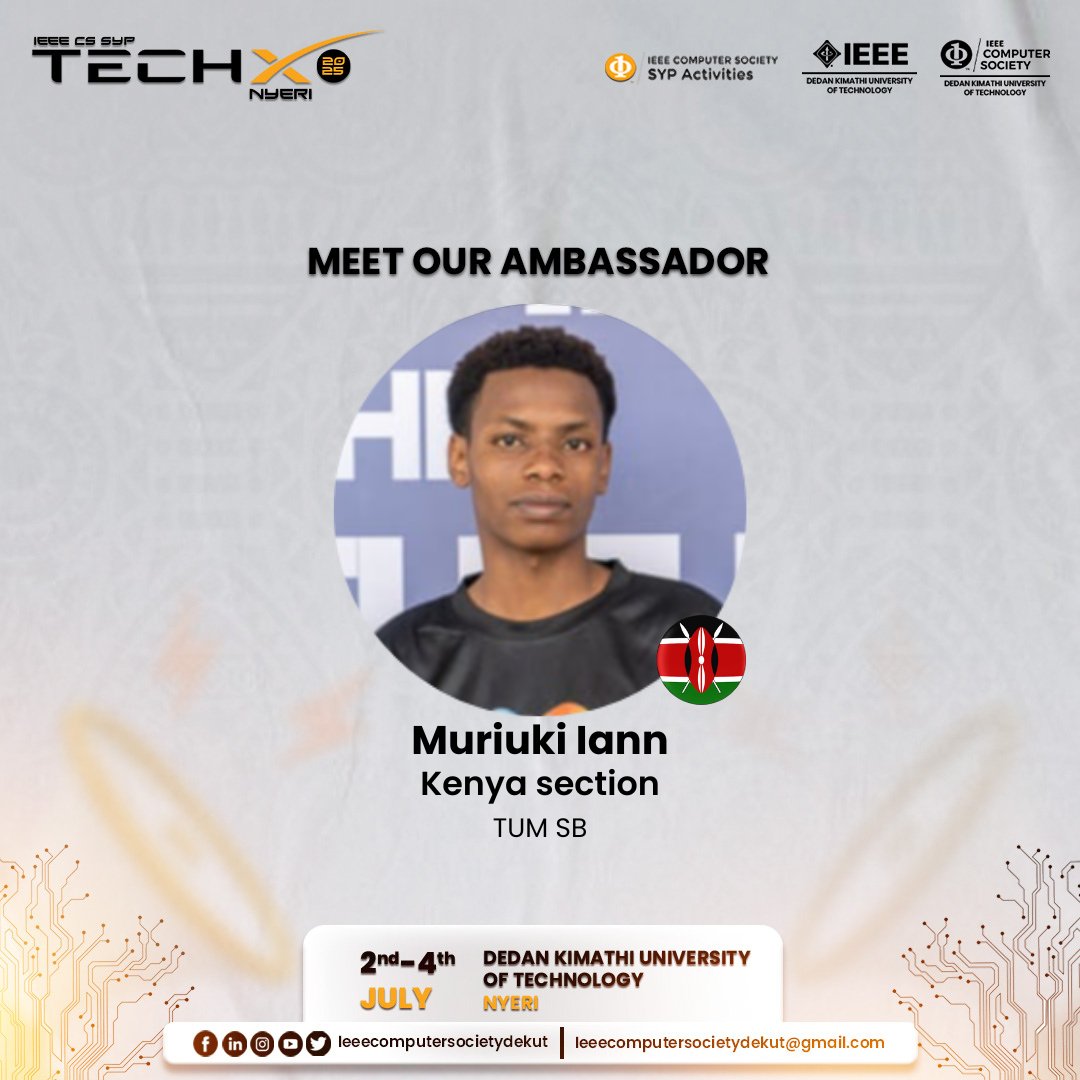 inc_codes's tweet image. 🎉 I’m excited to announce that I’ve been selected as a TechX Ambassador for IEEE TechX Nyeri 2025! 🚀
#cstechx #cssyp #ieeecs #technyeri #ieee #peskenya
