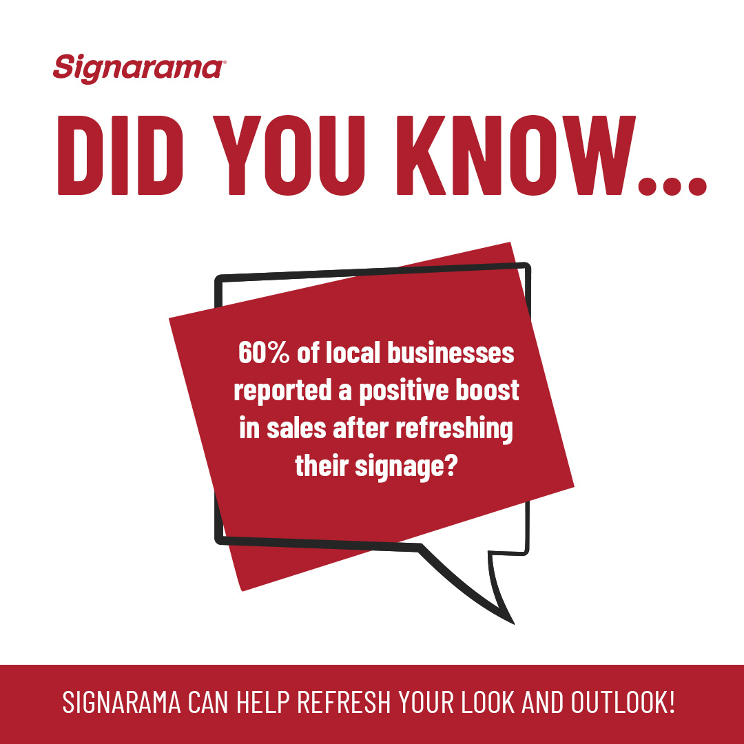 SignaramaCanada's tweet image. Did you know 60% of local businesses reported a positive boost in sales after refreshing their signage? Drive new traffic to your business! Signarama can help refresh your look and your brand's outlook! #SignaramaCanada #SignRefresh #LocalBusinessSigns
signarama.ca/products/brand…