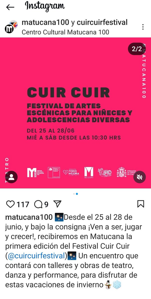 ESTO ES UNA VERGUENZA
<a href="/Matucana100/">Matucana 100</a>
⚠️festival QUEER para niños de 5 a 11 años⚠️
Y financiado por todos los chilenos
⚠️a denunciar⚠️
#VamosChile