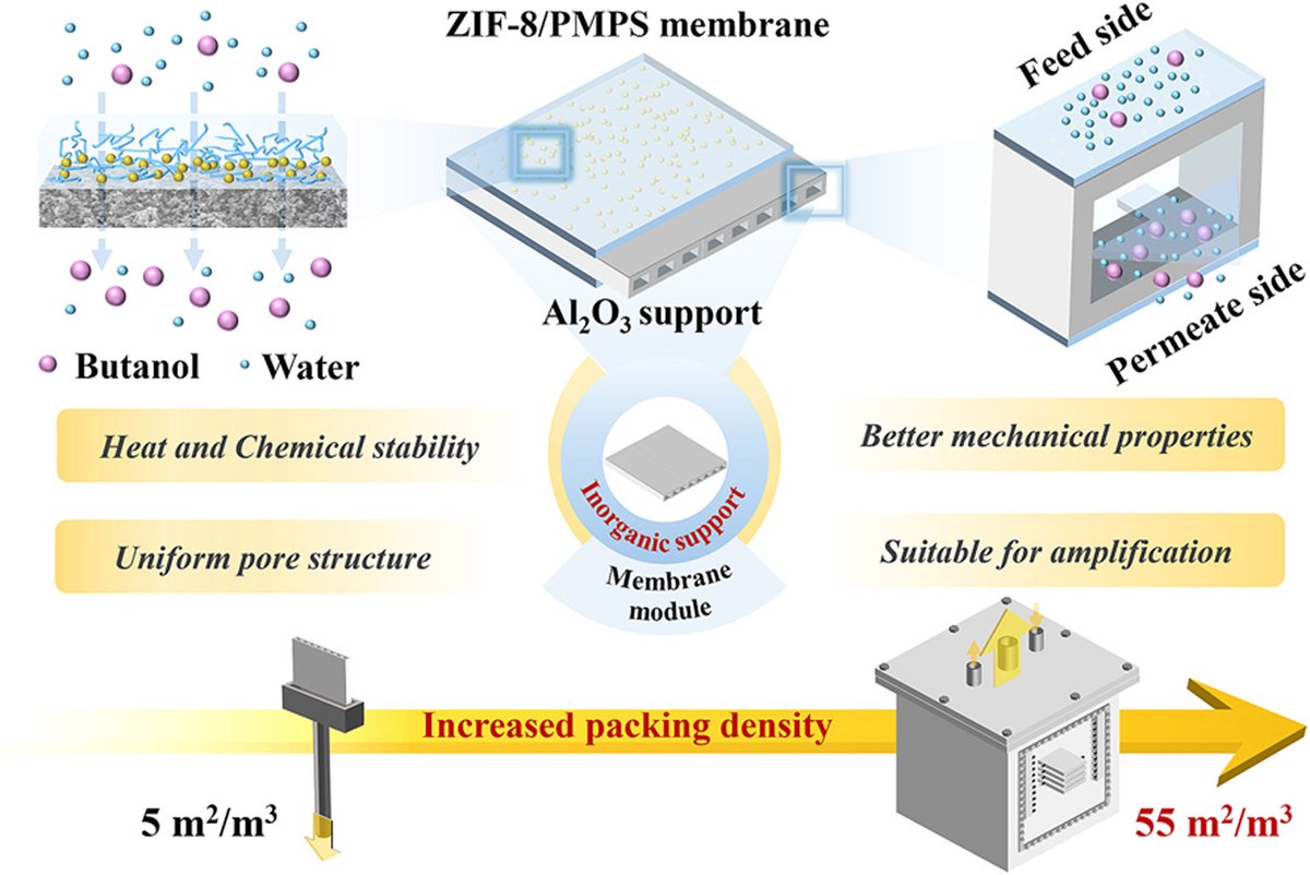 3rd Editor's Choice Article for the April issue from the group of Prof. Yanshuo Li at Ningbo University.

A novel high-packing-density plate-and-frame membrane module integrated with ZIF-8/PMPS mixed matrix membranes for efficient butanol recovery from dilute solutions