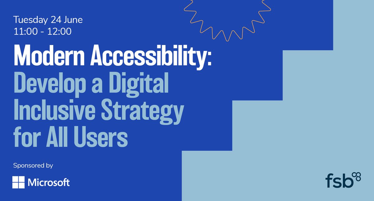 🚀 Join us for 'Modern Accessibility: A Digital Inclusive Strategy for All' with Hector Minto from Microsoft! 

Discover skilling pathways, key accessibility features &amp; more!

📅 24 June, 11am. Book now 🔗 go.fsb.org.uk/4jtEe4b

#Accessibility #AI #Webinar