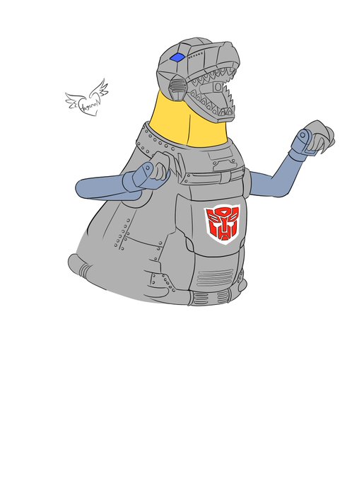 なぜか描くことになったグリムロックとドラゴンシーザー。ワケは訊いてくれるなよッ 