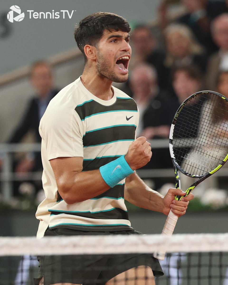 Tennis TV (@tennistv) on Twitter photo In the zone ๐ช
<a href="/carlosalcaraz/">Carlos Alcaraz</a> is one set away from returning to the #RolandGarros final taking the third set 6-0! In the zone ๐ช
<a href="/carlosalcaraz/">Carlos Alcaraz</a> is one set away from returning to the #RolandGarros final taking the third set 6-0!