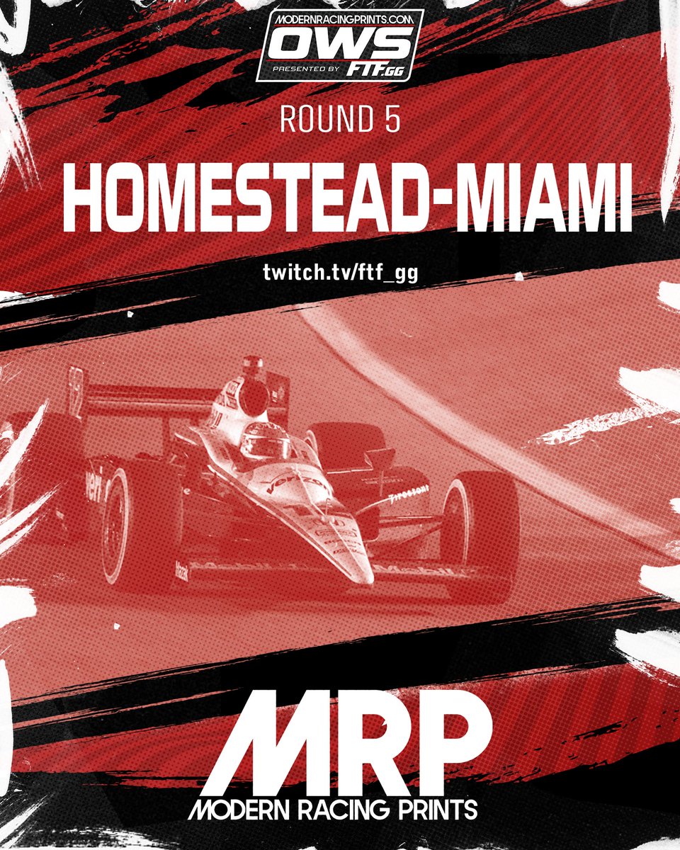 The triple header weekend has arrived!

Homestead-Miami Speedway hosts our first race in the <a href="/MRP_Prints/">Modern Racing Prints</a> Open Wheel Series, with qualifying starting tonight at 9:00pm ET

Tune in! twitch.tv/ftf_gg